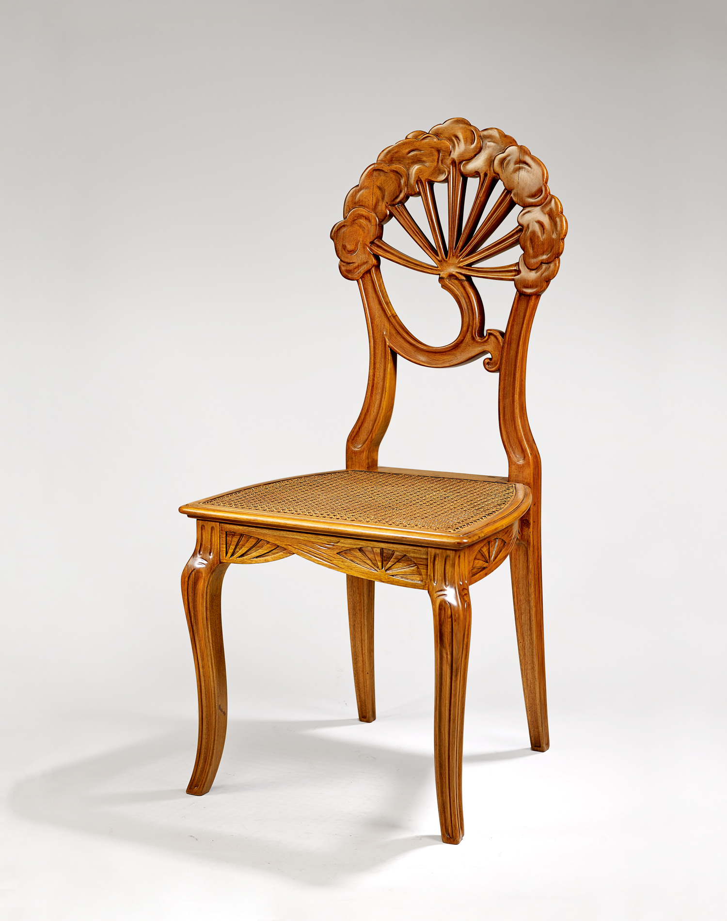 Emile Galle Louis Hestaux Rare Chair In Sculpted Walnut Circa 1900 Art Nouveau Art Déco