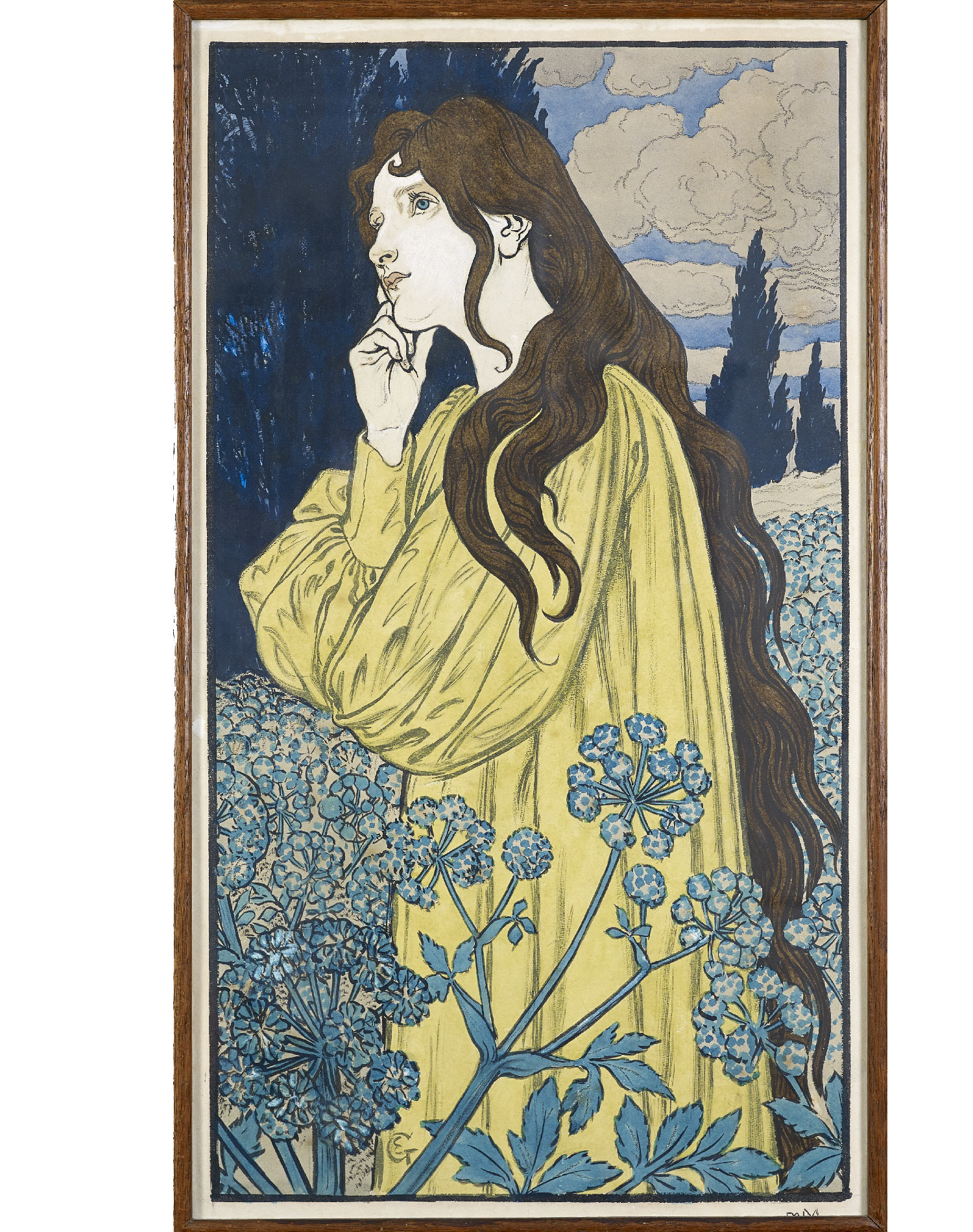 art-nouveau-eugene-grasset-meditation-watercolour-1897